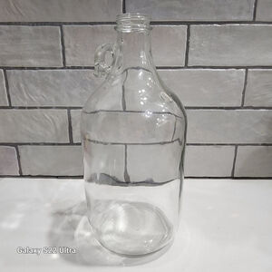 Vintage Arkansas Clear Glass Jug With Finger loop A1168, #7 10" X 4.25" Half Gal